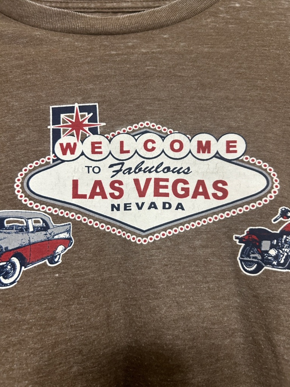 Las Vegas Graphic Tee Grey Brown Welcome Sign Acid Wash Soft Lightweight L